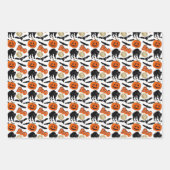 Feuille De Papier Cadeau Halloween Chats Chat Citrouille Et Lune Dessin (Devant 3)