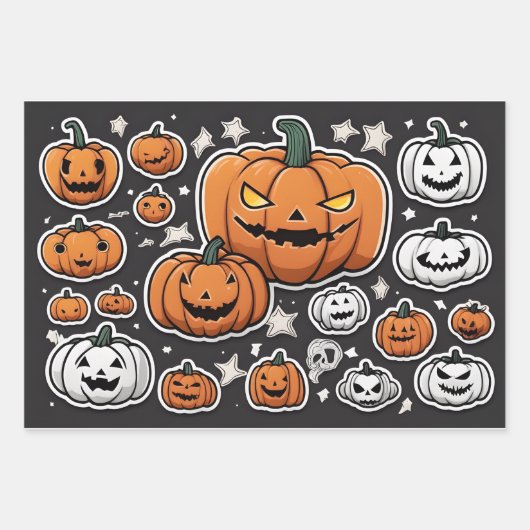 Feuille De Papier Cadeau Halloween citrouille (Devant)