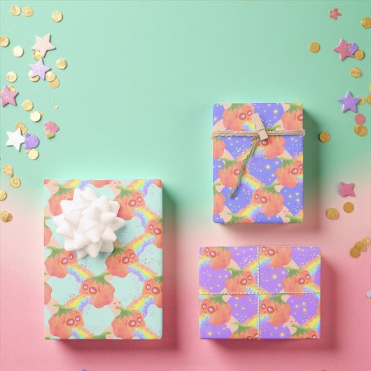 Feuille De Papier Cadeau Halloween Citrouille Rainbow Puking