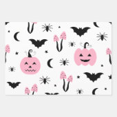 Feuille De Papier Cadeau Halloween Citrouille rose Bat Moon Star Spider Par (Devant 3)