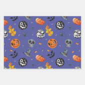 Feuille De Papier Cadeau Halloween Citrouille Skeleton Haunted House Gravey (Devant)