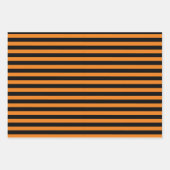 Feuille De Papier Cadeau Halloween classique orange et noir rayé (Devant 2)