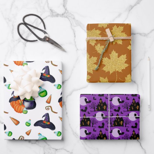 Feuille De Papier Cadeau Halloween d'automne (Recto)
