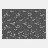 Feuille De Papier Cadeau Halloween Genre Neutre Violet et Chauve-souris Noi (Devant)