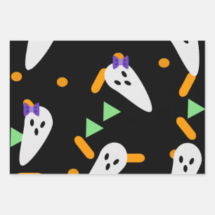 Feuille De Papier Cadeau Halloween Ghost et Confetti