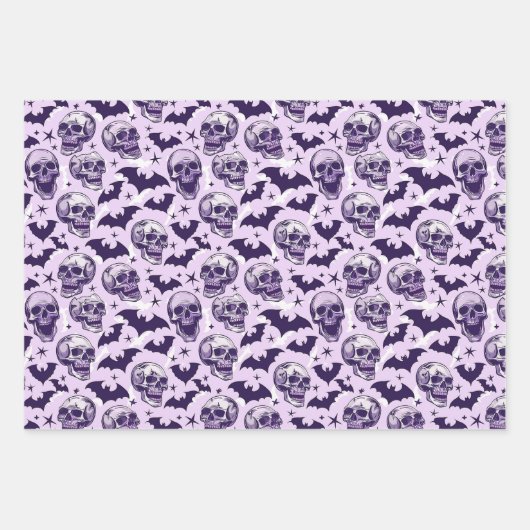 Feuille De Papier Cadeau Halloween gothique violet merveilleux (Devant 2)