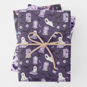 Feuille De Papier Cadeau Halloween gothique violet merveilleux (En situation)