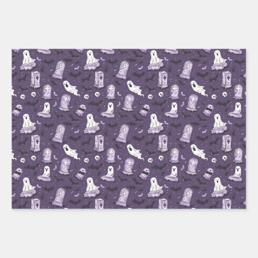 Feuille De Papier Cadeau Halloween gothique violet merveilleux (Devant)