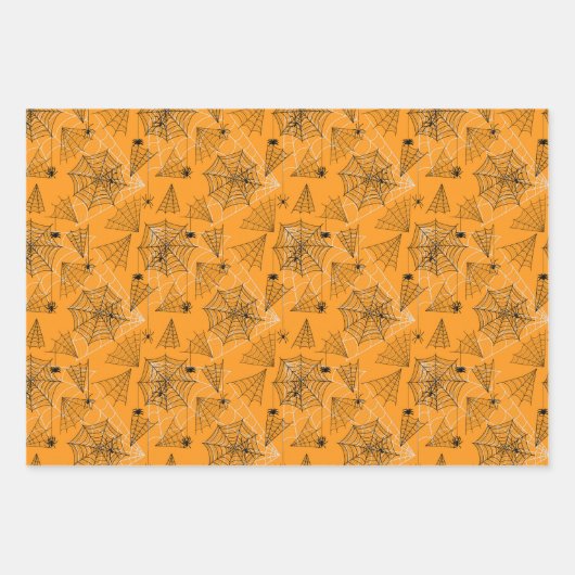 Feuille De Papier Cadeau Halloween Motif chauves-souris araignées web (Devant 2)