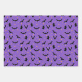 Feuille De Papier Cadeau Halloween Motif chauves-souris araignées web (Devant)