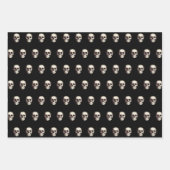 Feuille De Papier Cadeau Halloween Motif de crâne noir effrayant (Devant)