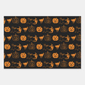 Feuille De Papier Cadeau Halloween noir blanc orange éffrayant motif (Devant)