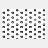 Feuille De Papier Cadeau Halloween noir orange blanc fantôme Jack-o'-lanter (Devant 2)