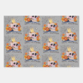 Feuille De Papier Cadeau Halloween papillons floraux Halloween Araignées du (Devant 2)