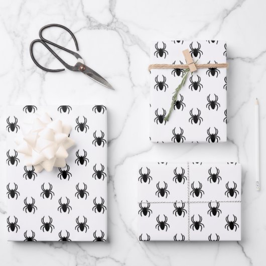 Feuille De Papier Cadeau Halloween Petits Araignées (Recto)