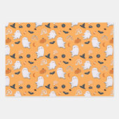 Feuille De Papier Cadeau Halloween Petits Fantômes De Boo Envelopper Feuill (Devant)