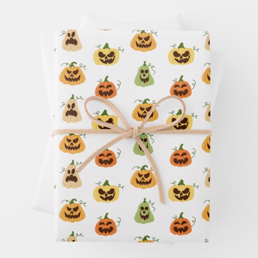 Feuille De Papier Cadeau Halloween Pumpkins Wrapping Paper  (En situation)