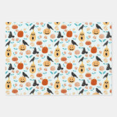 Feuille De Papier Cadeau Halloween Raven et Orange Citrouille (Devant 2)