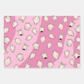 Feuille De Papier Cadeau Halloween rose Fantômes rétro (Devant 3)