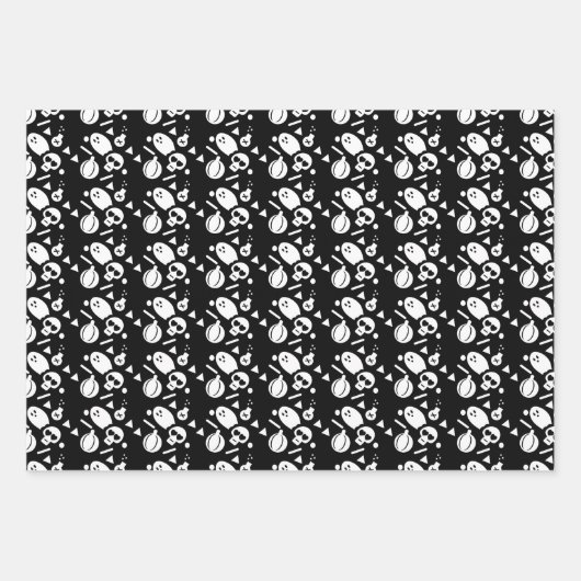 Feuille De Papier Cadeau Halloween Squelette Citrouille Sprinkles Éffrayant (Devant)