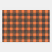 Feuille De Papier Cadeau Halloween Tartan Noir et Orange Tartan Plaid En vi (Devant)