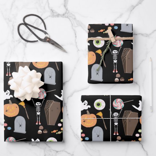 Feuille De Papier Cadeau Halloween Trick ou Treat (Recto)