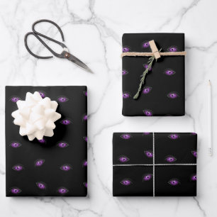 Feuille De Papier Cadeau Halloween, Yeux Violets, Trick Or Treat, Hou