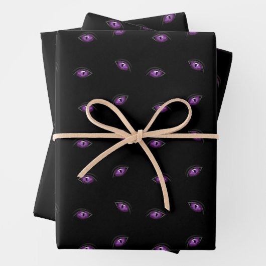 Feuille De Papier Cadeau Halloween, Yeux Violets, Trucs Ou Traitements, Boi (En situation)