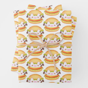 Feuille De Papier Cadeau Hamburger de vache adorable