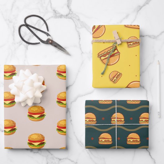 Feuille De Papier Cadeau Hamburger Lover Cheeseburger Cute Motif Carrelé (Recto)