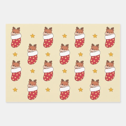 Feuille De Papier Cadeau Hamster Christmas Winter Animaux de vacances Hamst (Devant)