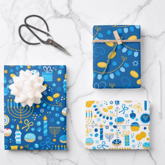 Feuille De Papier Cadeau Hanouka (Recto)