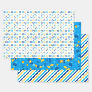 Feuille De Papier Cadeau Hanouka moderne