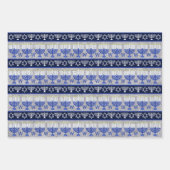 Feuille De Papier Cadeau Hanoukka - Assortiment de monogramme en bleu foncé (Devant 2)
