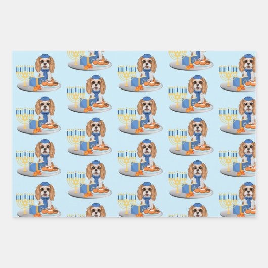 Feuille De Papier Cadeau Hanoukka Blenheim Cavalier King Charles Spaniel (Devant)