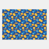 Feuille De Papier Cadeau Hanoukka Dreidel Game Gelt Bleu foncé (Devant)