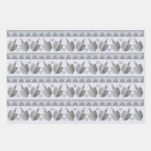 Feuille De Papier Cadeau Hanoukka Dreidels Argent Monogramme (Devant 3)