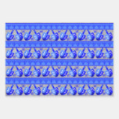 Feuille De Papier Cadeau Hanoukka Dreidels Blue Monogramme (Devant 3)