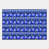 Feuille De Papier Cadeau Hanoukka Dreidels Blue Monogramme (Devant 2)