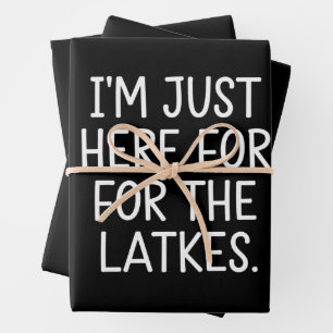 Feuille De Papier Cadeau Hanoukka Je suis juste ici pour les Latkes juifs