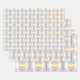 Feuille De Papier Cadeau Hanoukka Menorah Résumé