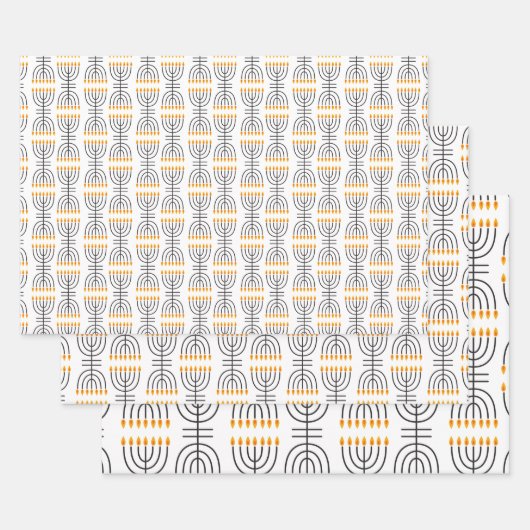 Feuille De Papier Cadeau Hanoukka Menorah Résumé (Lot)