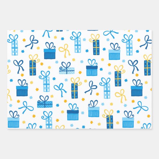 Feuille De Papier Cadeau Hanoukka moderne et branché (Devant)