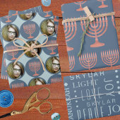 Feuille De Papier Cadeau Hanoukka Rustic Menorah Festive Fête Photo