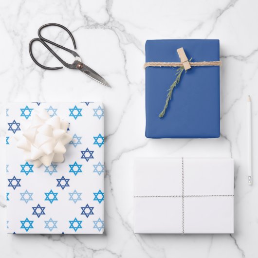 Feuille De Papier Cadeau Hanoukka Star of David Set (Recto)