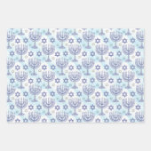Feuille De Papier Cadeau Hanukkah Menorah Star of David Doodle Art Style (Devant 3)