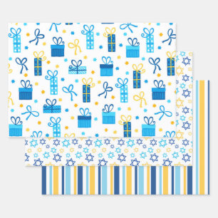 Feuille De Papier Cadeau Hanukkah Tendance Moderne