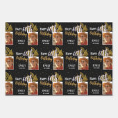 Feuille De Papier Cadeau Happy 60th Birthday Black Gold Foliage Photo (Devant)