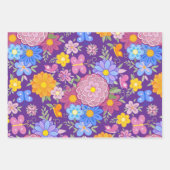 Feuille De Papier Cadeau Happy Birthday Wild Flowers Garden Boho Pattern (Devant 2)