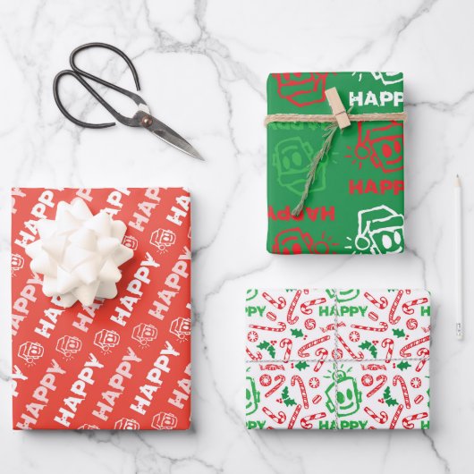 Feuille De Papier Cadeau HAPPY Christmas Variety Wrapping Paper (Recto)